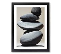 Pebbles Zen Stones Stacked Vol.3 Framed Print | A2 Black Framed Wall Art | Ready to Hang | Modern Nature Picture | Living Room Bedroom Lounge Office