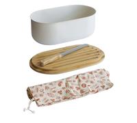 Pebbly - 4 in 1 Bread Bin in Steel and Bamboo, Cream Color