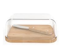 Pebbly Butter Dish And Speader - Natural Eco-Friendly Bamboo & Glass Container