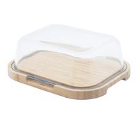 Pebbly - Cheese Dome 21,5x27 cm, Bamboo / Glass - Clear