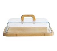 Pebbly - Cheese Dome 25x35 cm, Bamboo / Glass - Clear