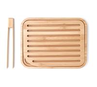 Pebbly - Cutting Board With Tong Bamboo, 20x26 cm - Natural