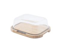 Pebbly - Cheese Dome 21,5x27 cm, Bamboo / Glass - Clear
