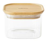 Pebbly Square Glass & Bamboo Storage Container with Lid 500 ml
