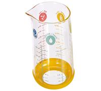 Pebbly - Glass Measuring Cup - 500 ml - with Non-Slip Silicone Base and Pouring spout - 4 Liquid Measurements (ml, cl, dl, l) - Makes conversions Easier - Natural Materials