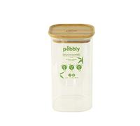 Pebbly Square 1400ml Canister With Bamboo Lid