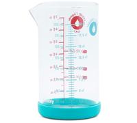 Pebbly - Precision Glass Measuring Cup - 200ml - with Non-Slip Silicone Base and Pouring spout - 4 Liquid Measurements (ml,cl,dl,L) Makes conversions Easy - Natural Materials