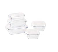 Pebbly PKV-020 Set of 5 Transparent Borosilicate Glass Platter Boxes 34 x 16 x 14 cm