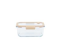 Pebbly PKV-053 Rectangular Storage Container with Vacuum Valve 800 ml, Glass, Transparent