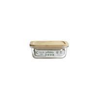 Pebbly Rectangular Glass Dish with Bamboo Lid 300 ml