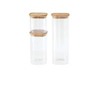 Pebbly Set of 3 Square Boxes with Bamboo Lid (800/1400/2200 ml)
