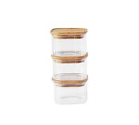 Pebbly - Set of 3 Square Glass Canisters with Bamboo Lid - 3 x 500 ml