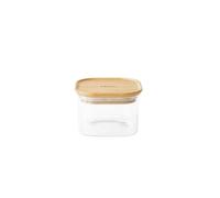 Pebbly Square Glass & Bamboo Storage Container with Lid 500 ml