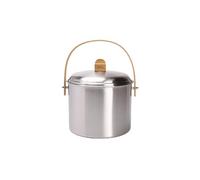 PEBBLY Stainless Steel Compost Bin with Bamboo Handle 7 Litre Diameter 22 x | Includes activated carbon odor filter, leak-proof, lightweight and sturdy, durable, elegant