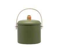 PEBBLY - Steel Indoor Compost Bucket with Bamboo Handle - 7 litres - Ø 22 x 25 cm - Charcoal Odour Filter Included, Elegant, Durable, Lightweight and Resistant Bucket, No Risk of Leaking