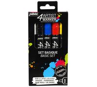 Pébéo Markers 4Artist - Basic Set 4mm - Metal, Assorted Colors - Set of 5