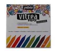 Pebeo 9 assorted markers case Bullet point vitrea 160 glossy glass pens