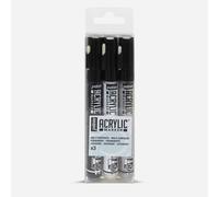 Pebeo : Acrylic Marker : 1.2mm Round Nib : Set of 3 : Black, White and Silver