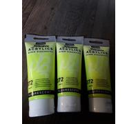 Pebeo Acrylic Paint 100ml Tubes 3x Fluorescent Yellow Studio High Viscosity