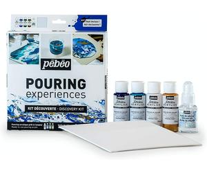 Pebeo Acrylic Pouring Experiences Discovery Kit with Silicone Oil & Canvas Board