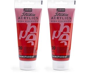 PEBEO Acrylic Transparent Paint - Scarlet red - 100 ml (Pack of 2)