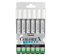 Pebeo Pébéo - Colorex Empty Refillable Marker Pen - Compatible with 56 Colours - Versatile Brush Tip - Multi-Tool Drawing Ink All Media - Set of 6 Empty Markers