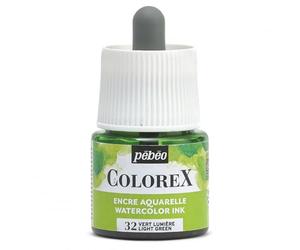 Pébéo - Colorex Ink 45 ml Light Green - Colorex Watercolour Ink Pébéo - Green Ink Velvety Rendering - Multi-Tool Drawing Ink for All Media - 45 ml - Light Green
