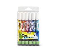 PEBEO Colorex Ink Marker Set of 12- Watercolor Ink Pebeo - Velvet Finish Primary Color Ink - Multi-Tool Drawing All Media - Additional Color Marker