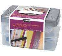 Pebeo Deco Matt Atelier Workbox, Blue/Gold/Pink/Yellow, 14 x 24.5 x 16.5 cm, 758401
