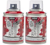 Pébéo - decoSpray - Acrylic Spray Paint - for Indoor and Outdoor Multi Substrate Decoration - Water Based, Low Odour - 100 ml - Glossy Finish - Red Colour (Pack of 2)