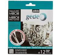 PEBEO Gédéo Pack of 12 Mirror Effect Leaves, Metal, Silver, 18.5 x 15.5 x 0.05 cm