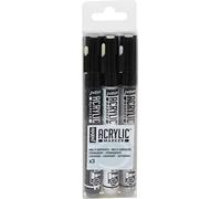 PEBEO INC PEBEO Markers 3/PKG BLK/WHT/SI, Black, White & Silver, 20.5 x 6 x 2 cm