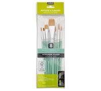 Pebeo Liquid Acrylic Gold Taklon Round & Flat Paint Brush Set 8pc