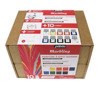 Pebeo Marbling Paint Collection Set 10 X 45ml Bottles For Card Fabric Art 758495