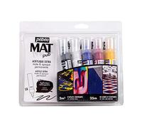 Pébéo Mat Pub Refillable Liners Set of 5 x 30 ml - Extra Fine Acrylic Paint - Permanent, Matte and Opaque - Durable, Suitable for Outdoors - Yellow, Red, Blue, White, Black