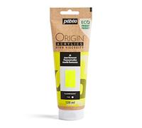 PEBEO - Origin Acrylics 120 ml - Eco-designed Acrylic Paint - High Viscosity - Fluorescent Finish - 100% Recycled Binder - 96% European Raw Materials - Fluorescent Yellow