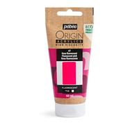PEBEO - Origin Acrylics 60 ml - Eco-designed Acrylic Paint - High Viscosity - Fluorescent Finish - 100% Recycled Binder - 96% European Raw Materials - Fluorescent Pink