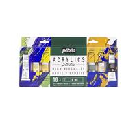 PEBEO Pébéo Studio Acrylic Paint Set, Complementary Colours, 10 x 20 ml + Brush