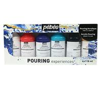 Pebeo Pouring Experience Acrylic Paint Set 6 x 118ml Bottles Liquid Colour Glossy