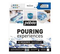 Pebeo 524602 Pouring Medium, Acrylic, White, Blue, Turquoise, Gold, 4 x 59ml, 1 x 50ml