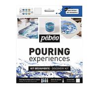 Pebeo 524602 Pouring Medium, Acrylic, White, Blue, Turquoise, Gold, 4 x 59ml, 1 x 50ml