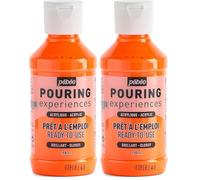PEBEO Pouring Experiences-Ready-to-Use Premixed Acrylic Paint-Ideal for Fluid Art, Fluorescent Orange, 118 ml (Pack of 2)