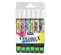 Pebeo Set of 6-Colorex Watercolour Colours Ink Smooth Finish-Multi-Tool Drawing All Media-Marker-Primary Yellow, Magenta, Cyan, Spring Green, Sepia, Ivory Black, Détails en Description, Non Applicable