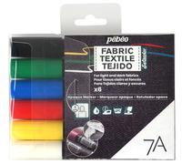 Pebeo Setacolor 7A Permanent Fabric Paint Opaque Marker Pen Set of 6 Colours