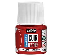PEBEO - Setacolor Leather - Acrylic Paint for Leather and Leatherette - Customization Bag, Shoe, Sneaker - Resistance to scratches, folds, rubbing - Matt/Satin finish - Intense Red - 45 ml