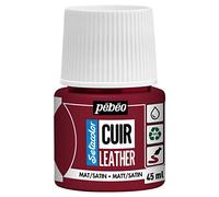 PEBEO - Setacolor Leather - Acrylic Paint for Leather and Leatherette - Customization Bag, Shoe, Sneaker - Resistance to scratches, folds, rubbing - Matt/Satin finish - Deep Red - 45 ml