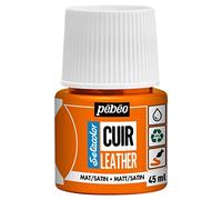 PEBEO - Setacolor Leather - Acrylic Paint for Leather and Leatherette - Customization Bag, Shoe, Sneaker - Resistance to scratches, folds, rubbing - Matt/Satin finish - Orange - 45 ml