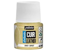 PEBEO - Setacolor Leather - Acrylic Paint for Leather and Leatherette - Customization Bag, Shoe, Sneaker - Scratch resistance, folds, rubbing - Glitter Effect - Gold glitter - 45 ml