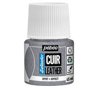 PEBEO - Setacolor Leather - Acrylic Paint for Leather and Leatherette - Customization Bag, Shoe, Sneaker - Scratch resistance, folds, rubbing - Glitter Effect - Silver glitter - 45 ml