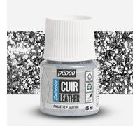 PEBEO - Setacolor Leather - Acrylic Paint for Leather and Leatherette - Customization Bag, Shoe, Sneaker - Scratch resistance, folds, rubbing - Glitter Effect - Silver glitter - 45 ml